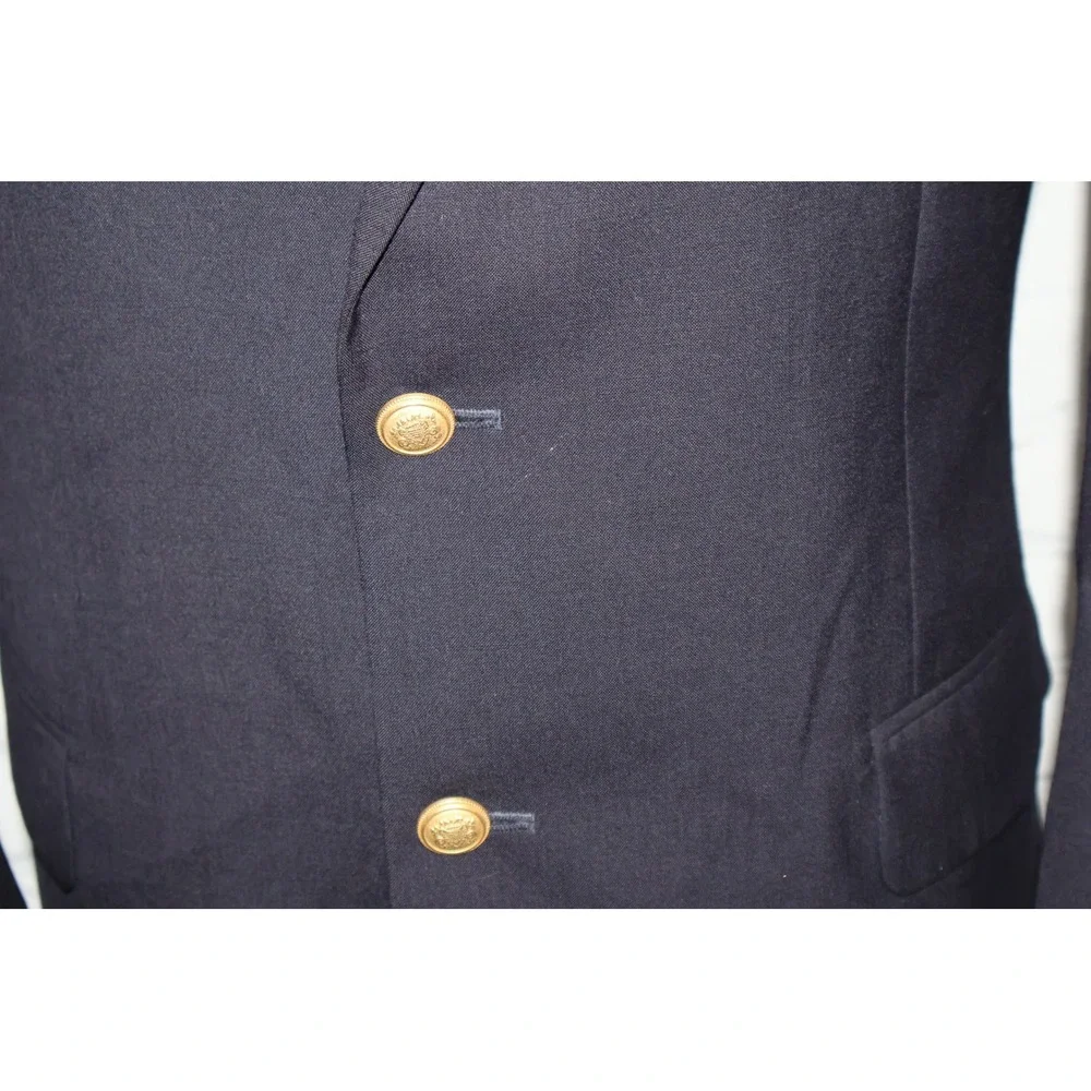 Jos. A. Bank Blazer Jacket Mens 44R Navy Blue 2-Button Gold Crest Buttons Wool